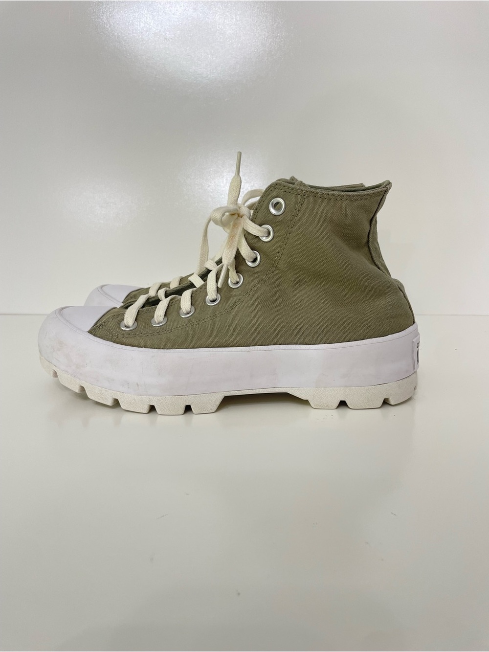 Converse Lugged Heel Platform High-Top Canvas Sneakers Green Womens 8.5 Indie